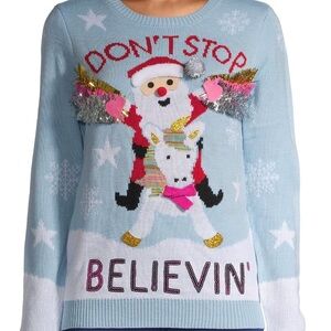 UGLY SWEATER, Festive Blue Santa Sweater XXL